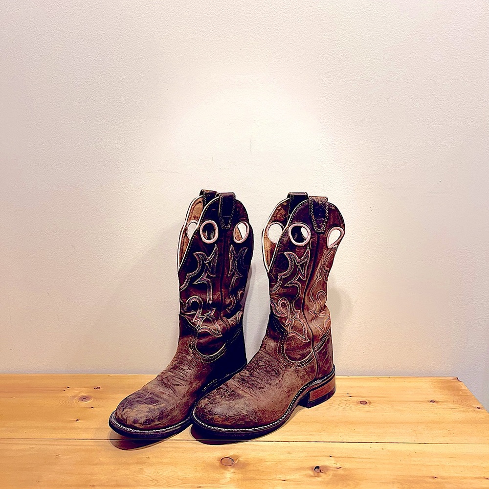 BOULET western cowboy boots, full round toes, brown leather women’s 5.